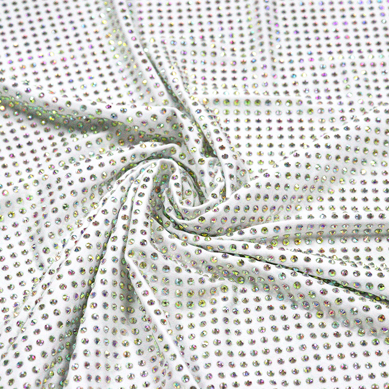 SS10 White AB Crystal Fabric Wholesale
