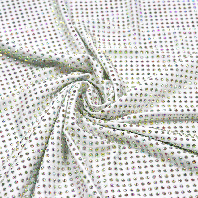 SS10 White AB Crystal Fabric Wholesale