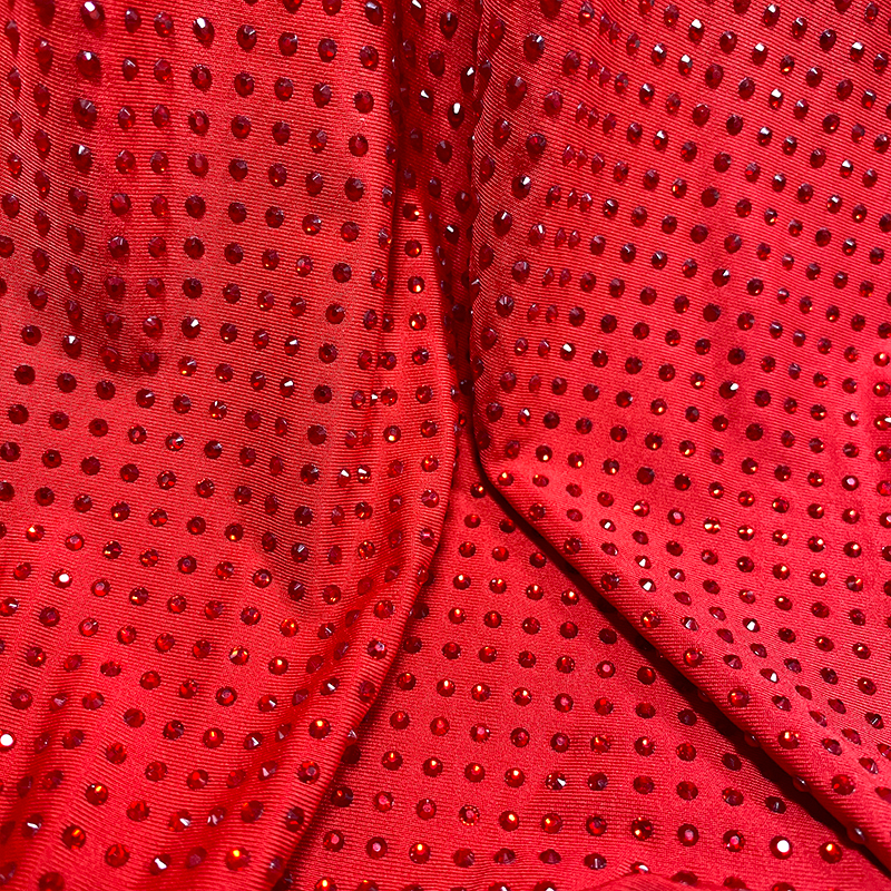 SS10 180g Red Rhinestone Fabric Manufacturer