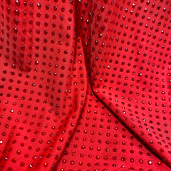SS10 180g Red Rhinestone Fabric Manufacturer
