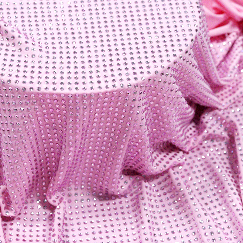 SS10 180g Light Pink Rhinestone Fabric Factory