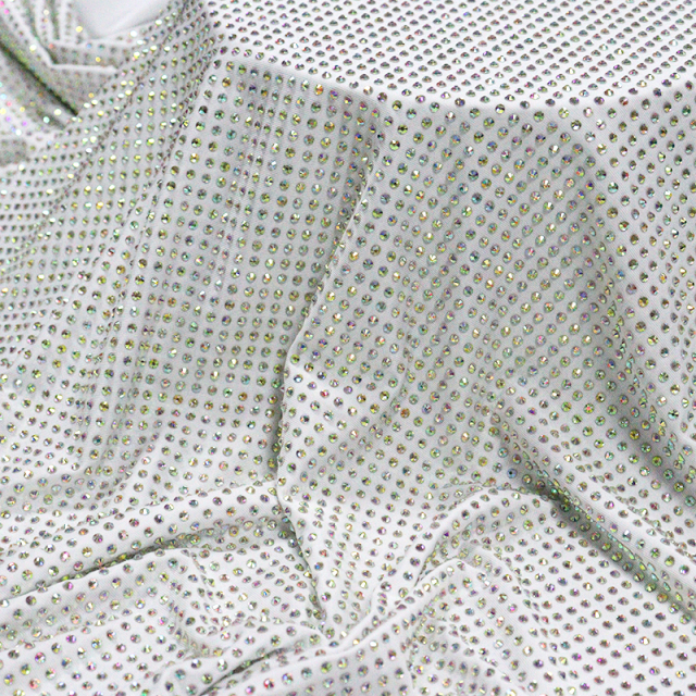 SS10 White AB Crystal Fabric Wholesale