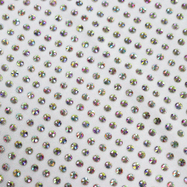 SS10 White AB Crystal Fabric Wholesale