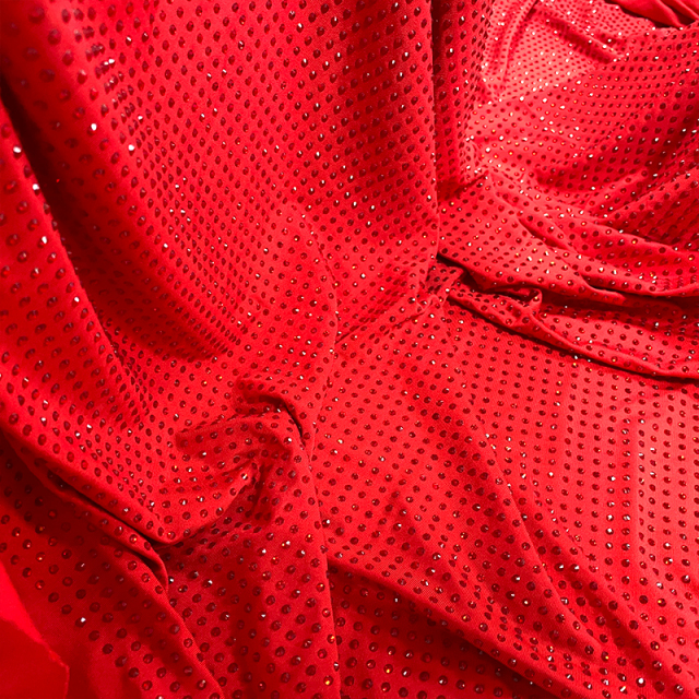 SS10 180g Red Rhinestone Fabric Manufacturer