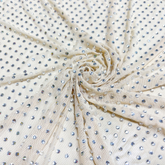 SS16 White Rhinestone Tulle Mesh Fabric Supplier