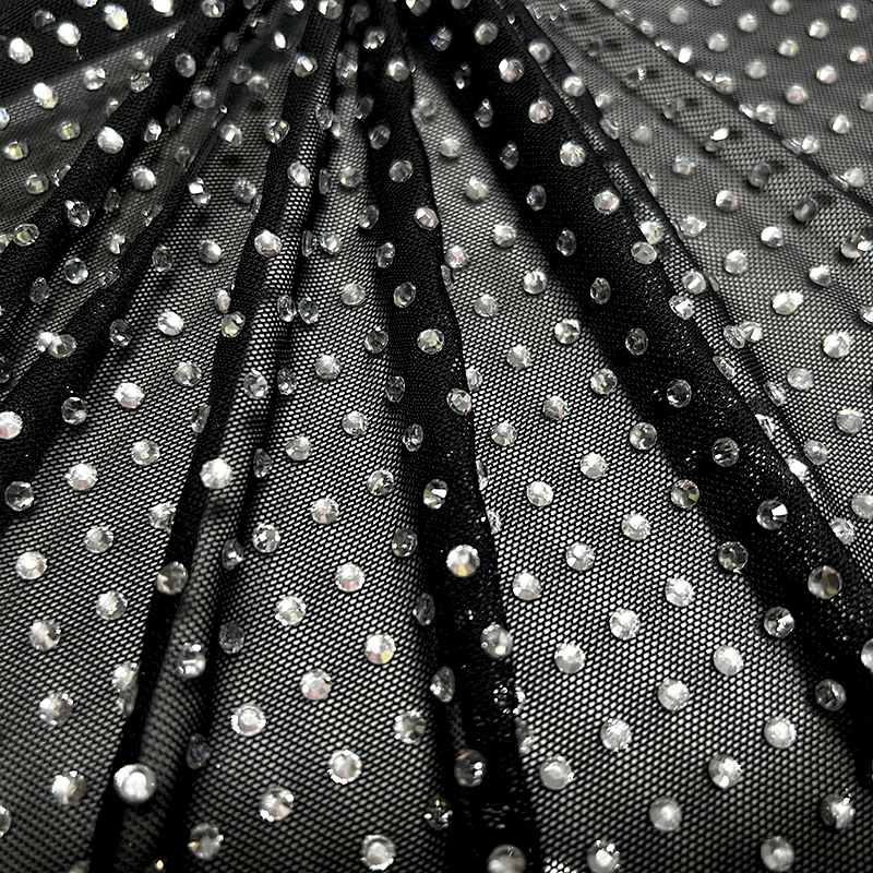 SS16 White Crystal Tulle Mesh Fabric Manufacturer