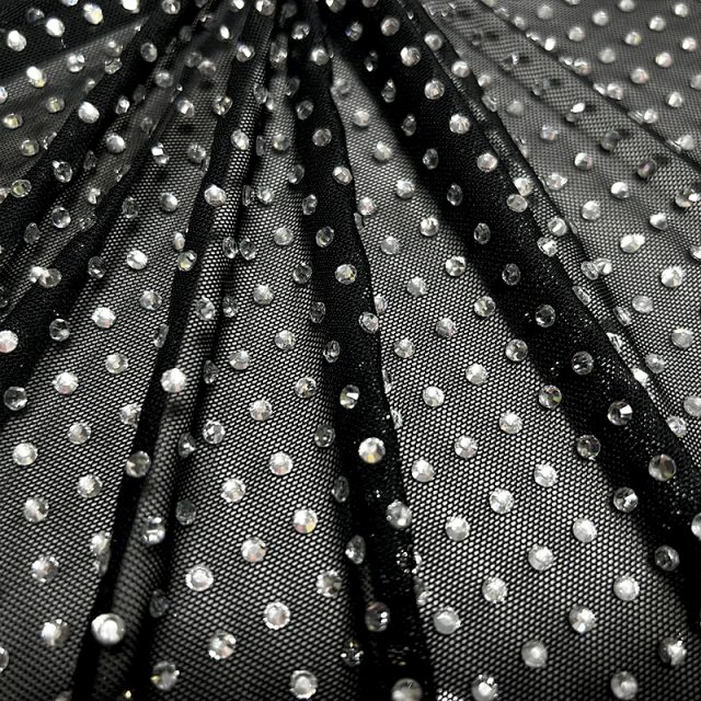 SS16 White Crystal Tulle Mesh Fabric Manufacturer