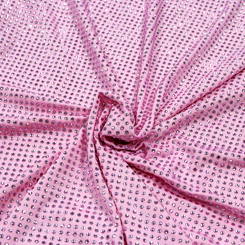 SS10 180g Light Pink Rhinestone Fabric Factory