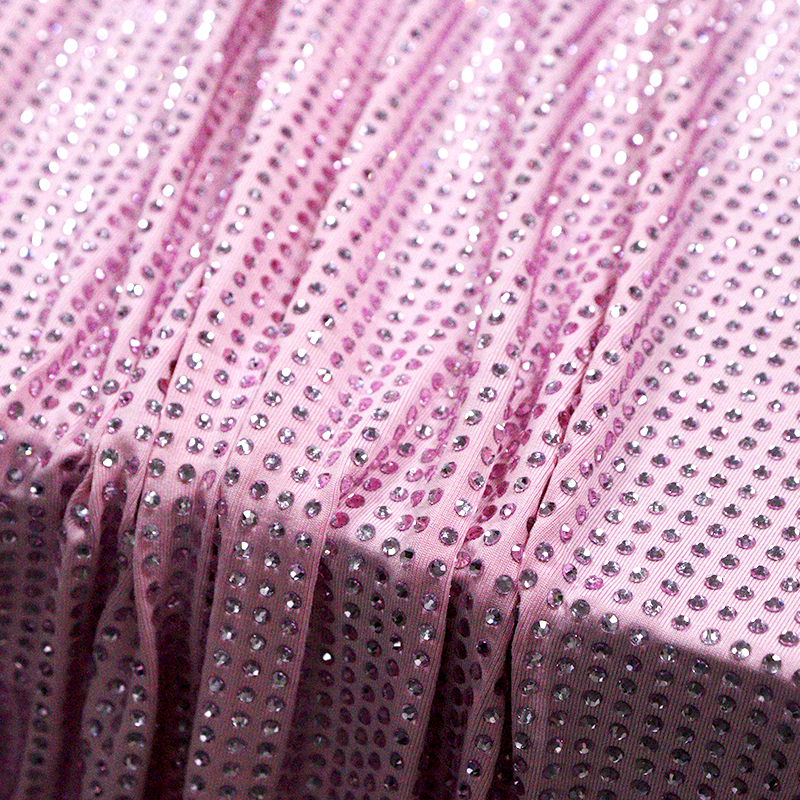 SS10 180g Light Pink Rhinestone Fabric Factory