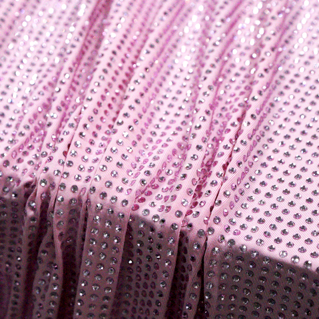 SS10 180g Light Pink Rhinestone Fabric Factory