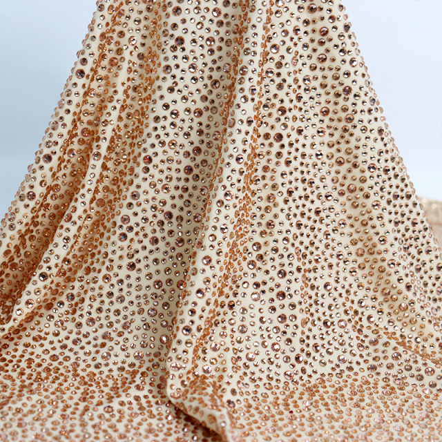Randomly Mix 3 Different Sizes Champagne Crystal Matte Nylon Spandex Fabric Custom