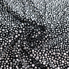 Randomly Mix 3 Different Sizes White Rhinestone Matte Nylon Spandex Fabric Factory