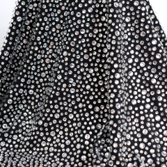 Randomly Mix 3 Different Sizes White Rhinestone Matte Nylon Spandex Fabric Factory