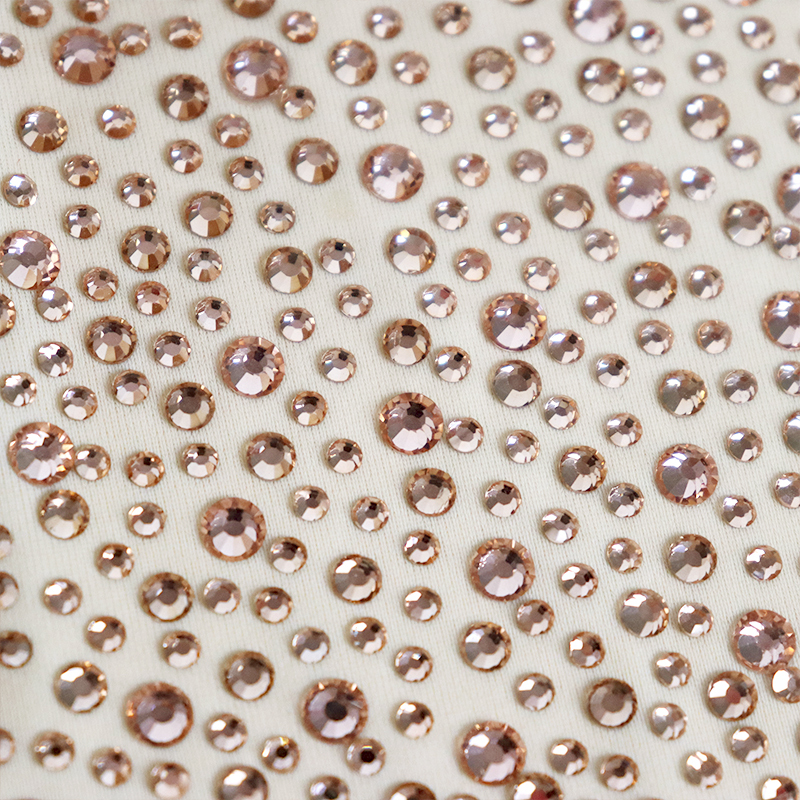 Randomly Mix 3 Different Sizes Champagne Crystal Matte Nylon Spandex Fabric Custom