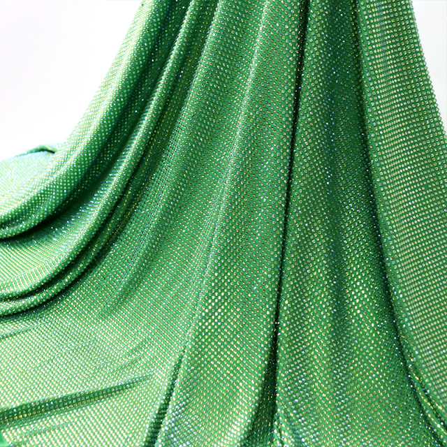 SS10 Light Green AB Crystal Fabric Custom