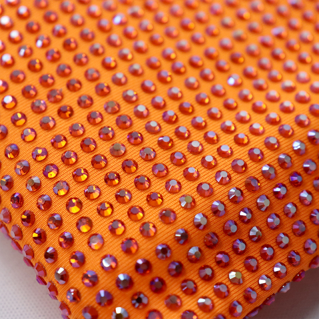 SS10 Orange AB Rhinestone Fabric Wholesale