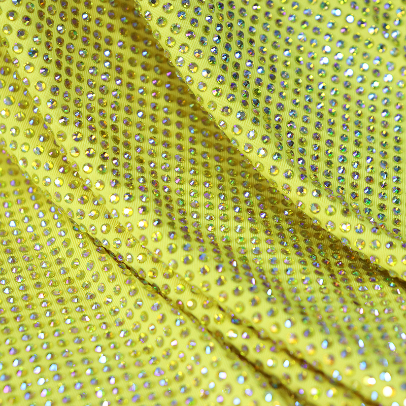 SS10 Lemon Yellow AB Crystal Fabric Manufacturer