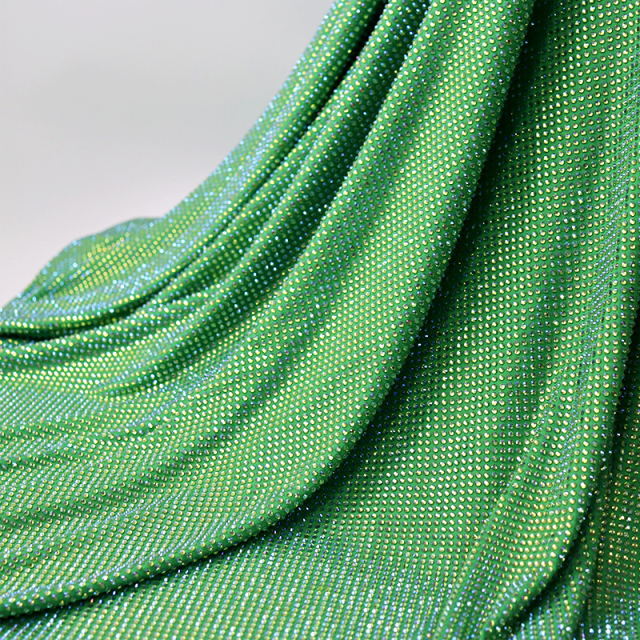 SS10 Light Green AB Crystal Fabric Custom