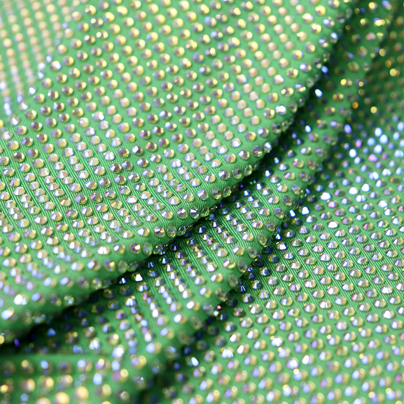 SS10 Light Green AB Crystal Fabric Custom