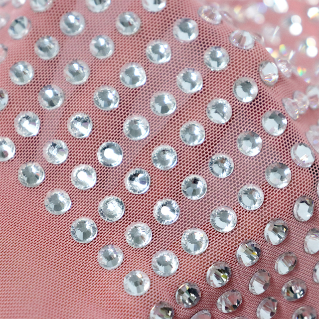 SS34 White Crystal Tulle Mesh Fabric Factory