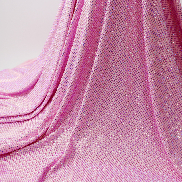 SS10 Light Pink AB Rhinestone Fabric Supplier