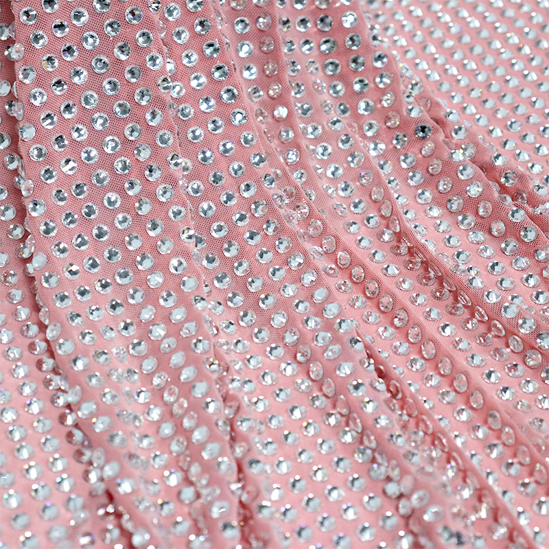 SS34 White Crystal Tulle Mesh Fabric Factory