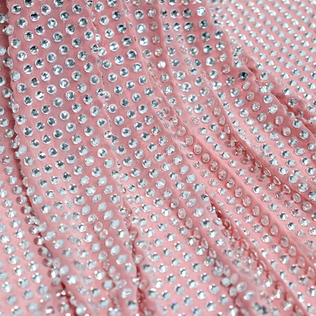 SS34 White Crystal Tulle Mesh Fabric Factory