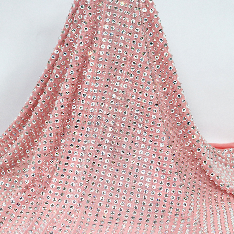 SS34 White Crystal Tulle Mesh Fabric Factory