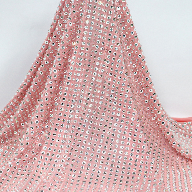 SS34 White Crystal Tulle Mesh Fabric Factory