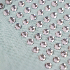 SS34 White Rhinestone Tulle Mesh Fabric Manufacturer