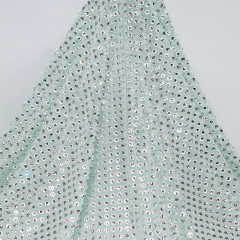 SS34 White Rhinestone Tulle Mesh Fabric Manufacturer