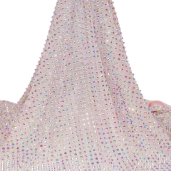 SS34 White AB Rhinestone Tulle Mesh Fabric Exporter