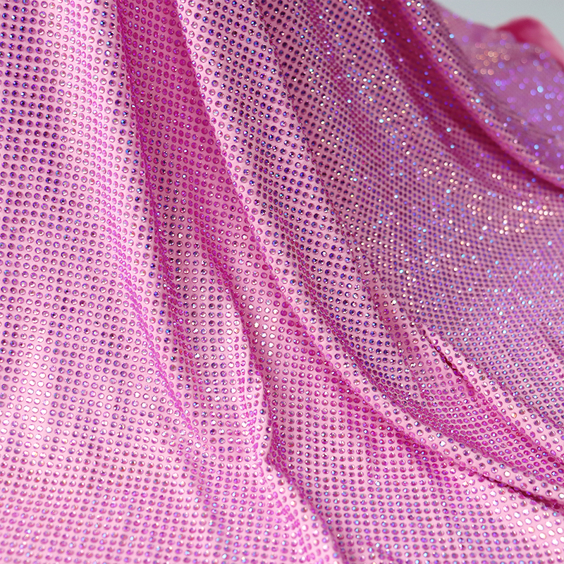 SS10 Light Pink AB Rhinestone Fabric Supplier