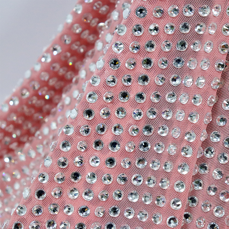 SS34 White Crystal Tulle Mesh Fabric Factory