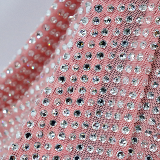 SS34 White Crystal Tulle Mesh Fabric Factory