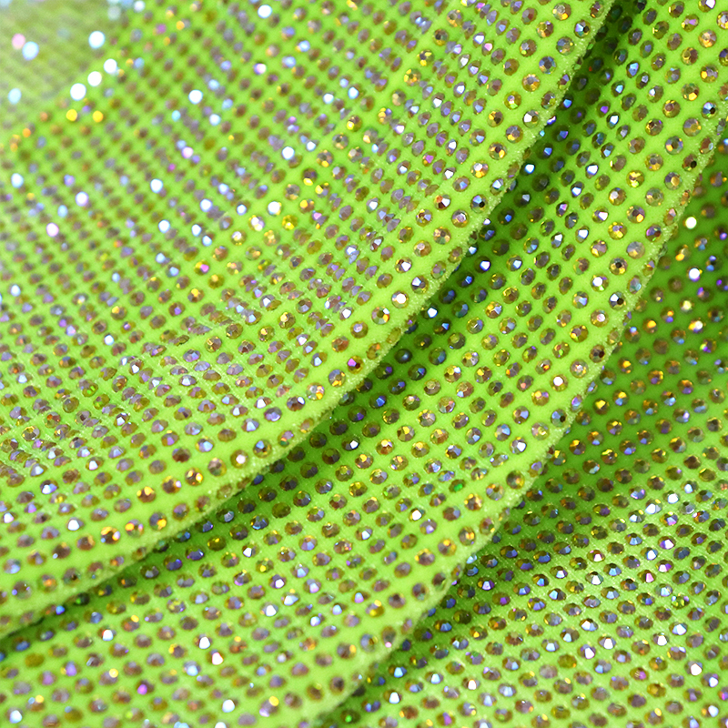 SS10 Lemon Yellow AB Rhinestone Velvet Fabric Custom