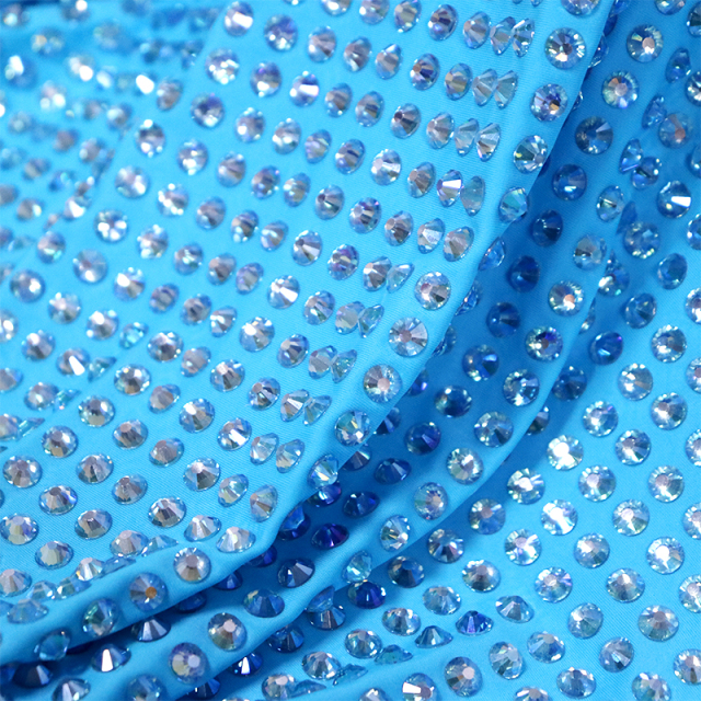 SS34 200g Lake Blue AB Crystal Fabric Supplier