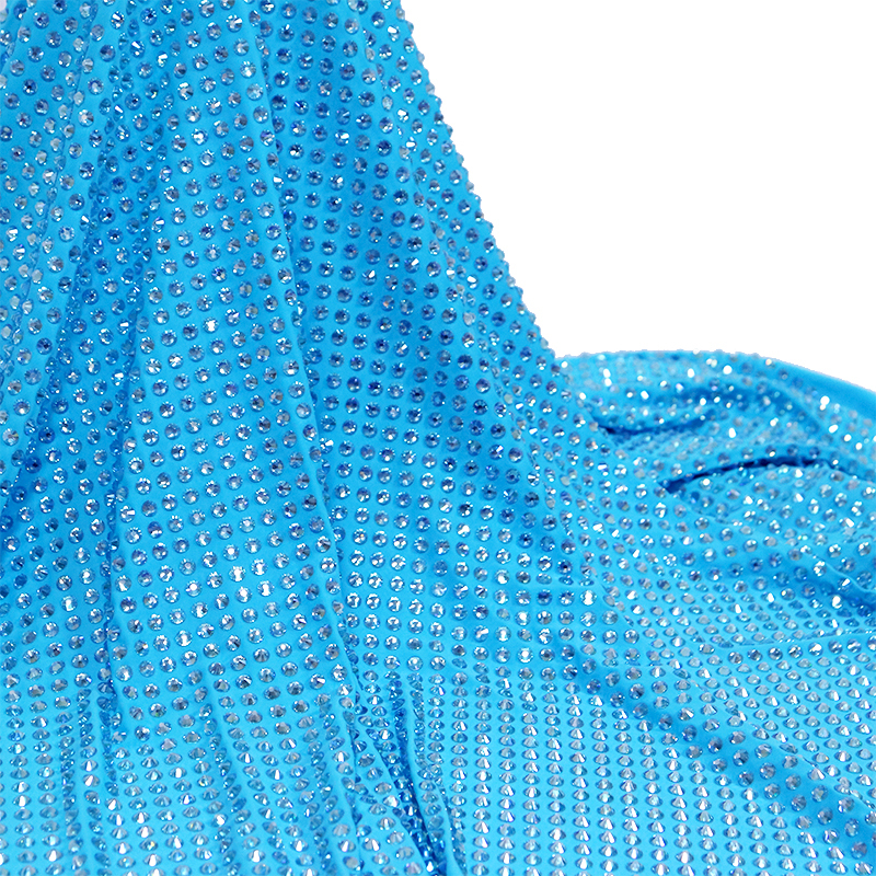 SS34 200g Lake Blue AB Crystal Fabric Supplier