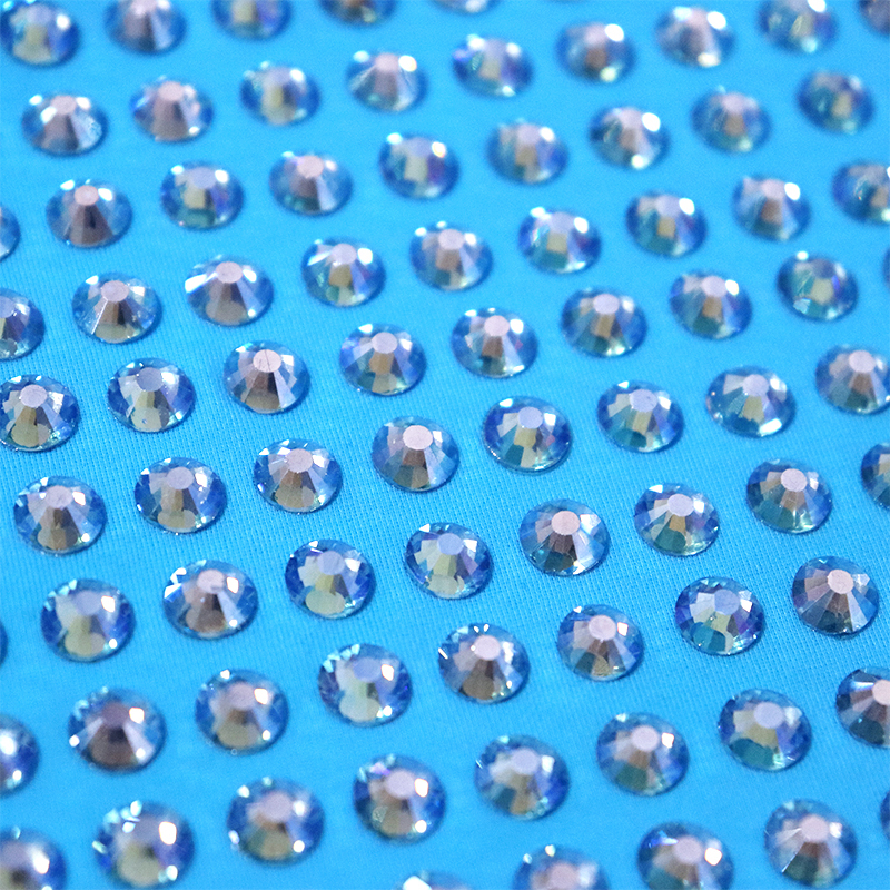 SS34 200g Lake Blue AB Crystal Fabric Supplier