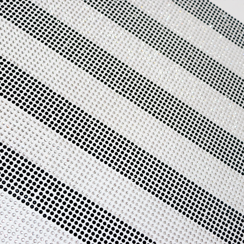 SS16 Stripe Pattern Black & White Rhinestone Fabric Custom