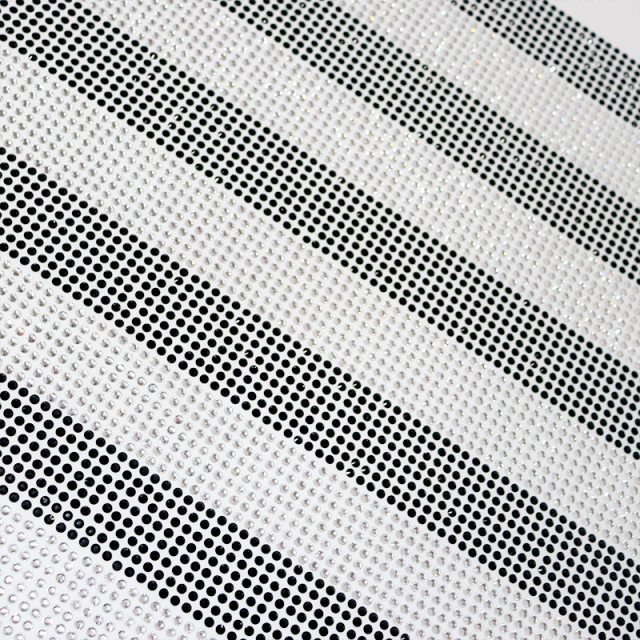 SS16 Stripe Pattern Black & White Rhinestone Fabric Custom