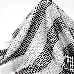 SS16 Stripe Pattern Black & White Rhinestone Fabric Custom