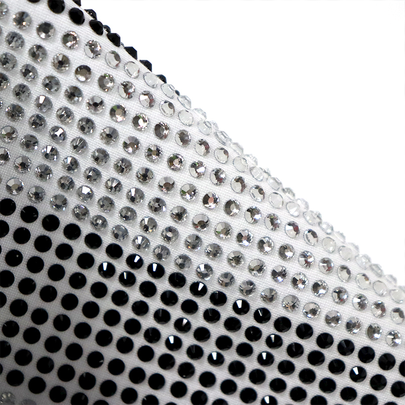 SS16 Stripe Pattern Black & White Rhinestone Fabric Custom