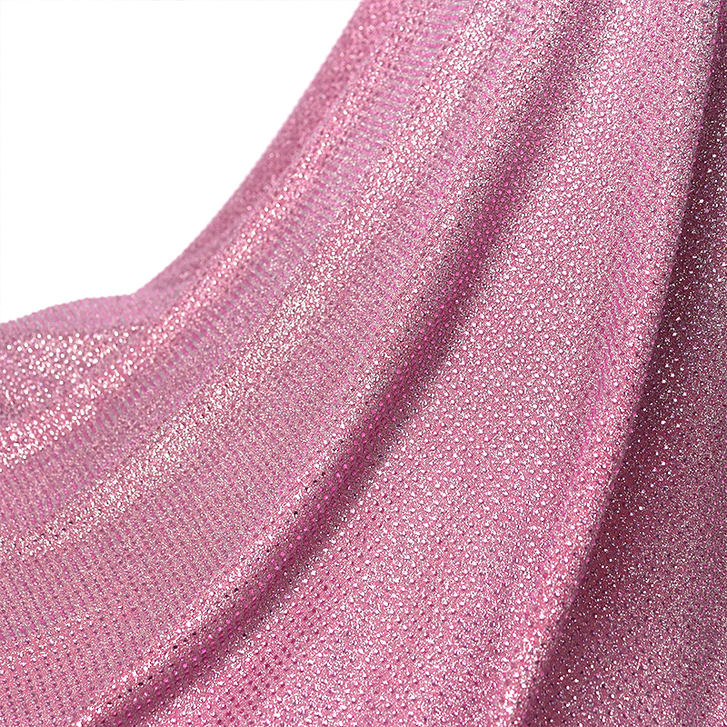 SS10 Light Pink Crystal Lurex Fabric Manufacturer