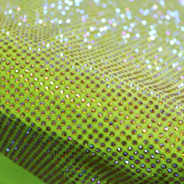 SS10 Lemon Yellow AB Rhinestone Velvet Fabric Custom