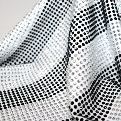 SS16 Stripe Pattern Black & White Rhinestone Fabric Custom