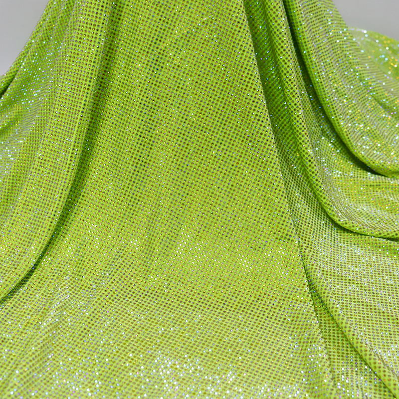 SS10 Lemon Yellow AB Rhinestone Velvet Fabric Custom