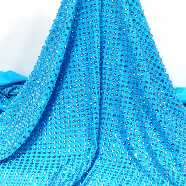 SS34 200g Lake Blue AB Crystal Fabric Supplier