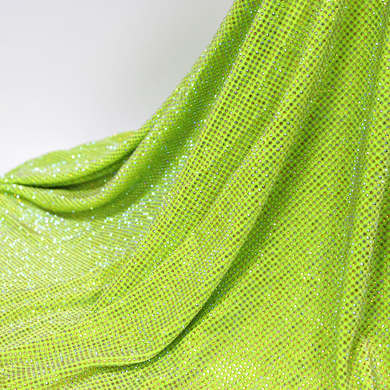 SS10 Lemon Yellow AB Rhinestone Velvet Fabric Custom