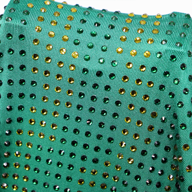 SS10 Zebra Pattern Mix Green Color Crystal Fabric Custom
